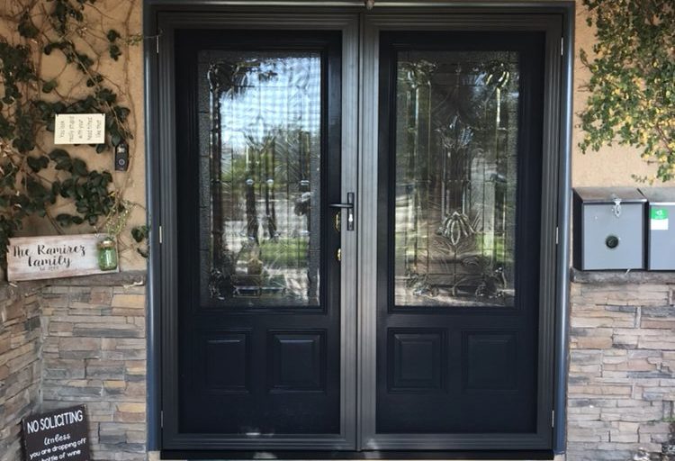 Entry front french doors with Crimsafe