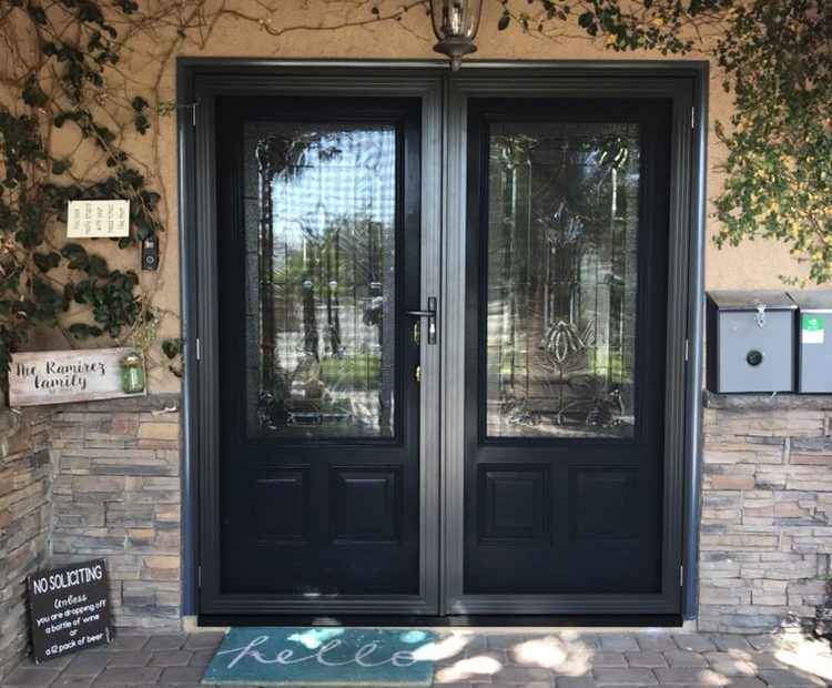 Entry front french doors with Crimsafe